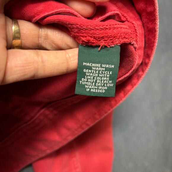 Lauren Ralph Lauren Red Denim Jacket Button Up Y2K Jean Streetwear Preppy Large - Picture 12 of 14